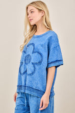 Load image into Gallery viewer, Mineral Washed Net Mesh Daisy Patched Top
