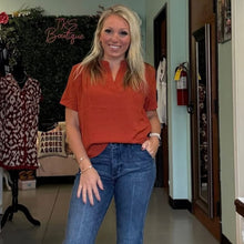 Load image into Gallery viewer, Cindy&#39;s Classic Split vneck short sleeve top
