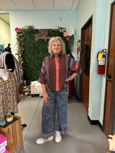 Load image into Gallery viewer, Mixed stripe and polka dot print sleeve top
