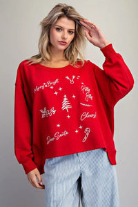 Christmas Graphic High-Low Sweatshirt