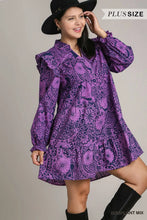 Load image into Gallery viewer, Mixed Print Flutter Ruffle Long Sleeve Dress
