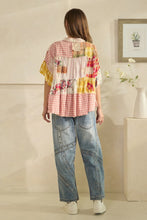 Load image into Gallery viewer, Washed Ruffle Hem Mixed Plaid Top
