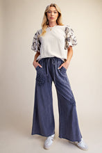 Load image into Gallery viewer, CROCHET PATCH WASHED TERRY PANTS
