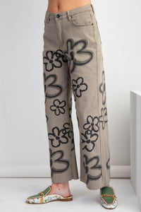 Dusty Sage Flower Jeans