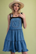 Load image into Gallery viewer, WASHED TENCEL RUFFLE OVERALLS
