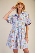 Load image into Gallery viewer, CHERRY GINGHAM PRINTED POPLIN DRESS
