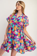 Load image into Gallery viewer, FLORAL PRINTED WOVEN RUFFLE BOTTOM DRESS
