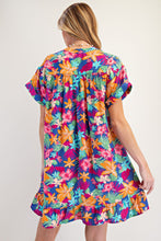Load image into Gallery viewer, FLORAL PRINTED WOVEN RUFFLE BOTTOM DRESS
