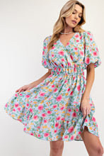 Load image into Gallery viewer, FLORAL PRINTED RAYON NYLON SURPLICE DRESS - coming end of june
