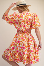 Load image into Gallery viewer, FLORAL PRINTED RAYON NYLON SURPLICE DRESS
