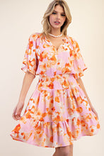 Load image into Gallery viewer, PRINTED PEACH BLOSSOM WOVEN DRESS
