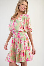 Load image into Gallery viewer, PRINTED PEACH BLOSSOM WOVEN DRESS
