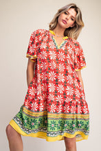 Load image into Gallery viewer, Wing sleeves border printed Dres
