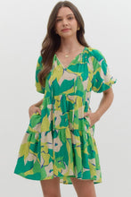 Load image into Gallery viewer, Printed vneck tiered dress

