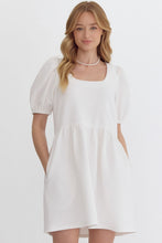 Load image into Gallery viewer, Textured square neck white dress
