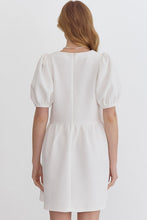 Load image into Gallery viewer, Textured square neck white dress

