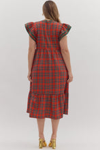 Load image into Gallery viewer, Plaid flutter sleeve dress
