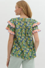 Load image into Gallery viewer, Floral Print Best Seller ruffle short sleeve top
