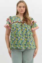 Load image into Gallery viewer, Floral Print Best Seller ruffle short sleeve top
