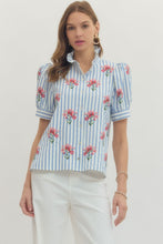 Load image into Gallery viewer, The Baker Striped short puff sleeve Top

