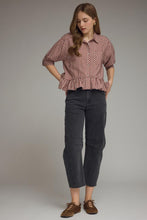 Load image into Gallery viewer, GINGHAM PEPLUM HEM TOP
