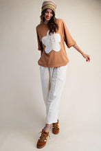 Load image into Gallery viewer, FLORAL PATCH FRONT WASHED TERRY TOP
