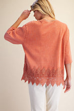 Load image into Gallery viewer, Mineral Washed Lace Bottom Boxy Knit Top
