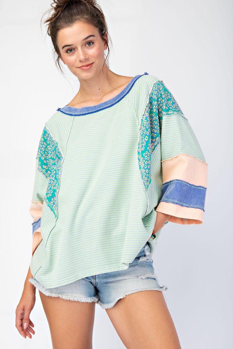 Mineral Washed Stripe mix top