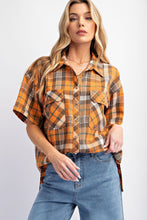 Load image into Gallery viewer, FLANNEL PLAID BUTTON DOWN MINERAL WASHED SHIRT
