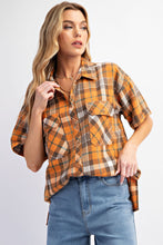 Load image into Gallery viewer, FLANNEL PLAID BUTTON DOWN MINERAL WASHED SHIRT
