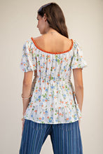 Load image into Gallery viewer, FLORAL PRINTED top with crochet trim
