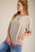 Load image into Gallery viewer, STRIPED JERSEY WASHED BANDED BOTTOM TOP
