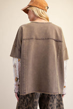 Load image into Gallery viewer, PEACE PATCH FRONT WASHED KNIT TOP-arrives end of Sept
