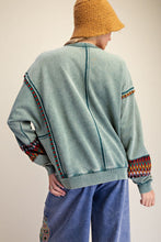 Load image into Gallery viewer, FLORAL PATCH FRONT WASHED TERRY PULLOVER-arrives here end of August

