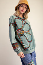 Load image into Gallery viewer, FLORAL PATCH FRONT WASHED TERRY PULLOVER-arrives here end of August
