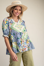 Load image into Gallery viewer, The Jaycee PATCHWORK PRINTED BABYDOLL TOP
