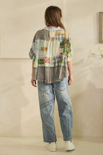 Load image into Gallery viewer, Washed Ruffle Hem Mixed Plaid Top
