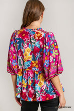 Load image into Gallery viewer, BabyDoll Mix &amp; Match Floral Prints Border Balloon Sleeve
