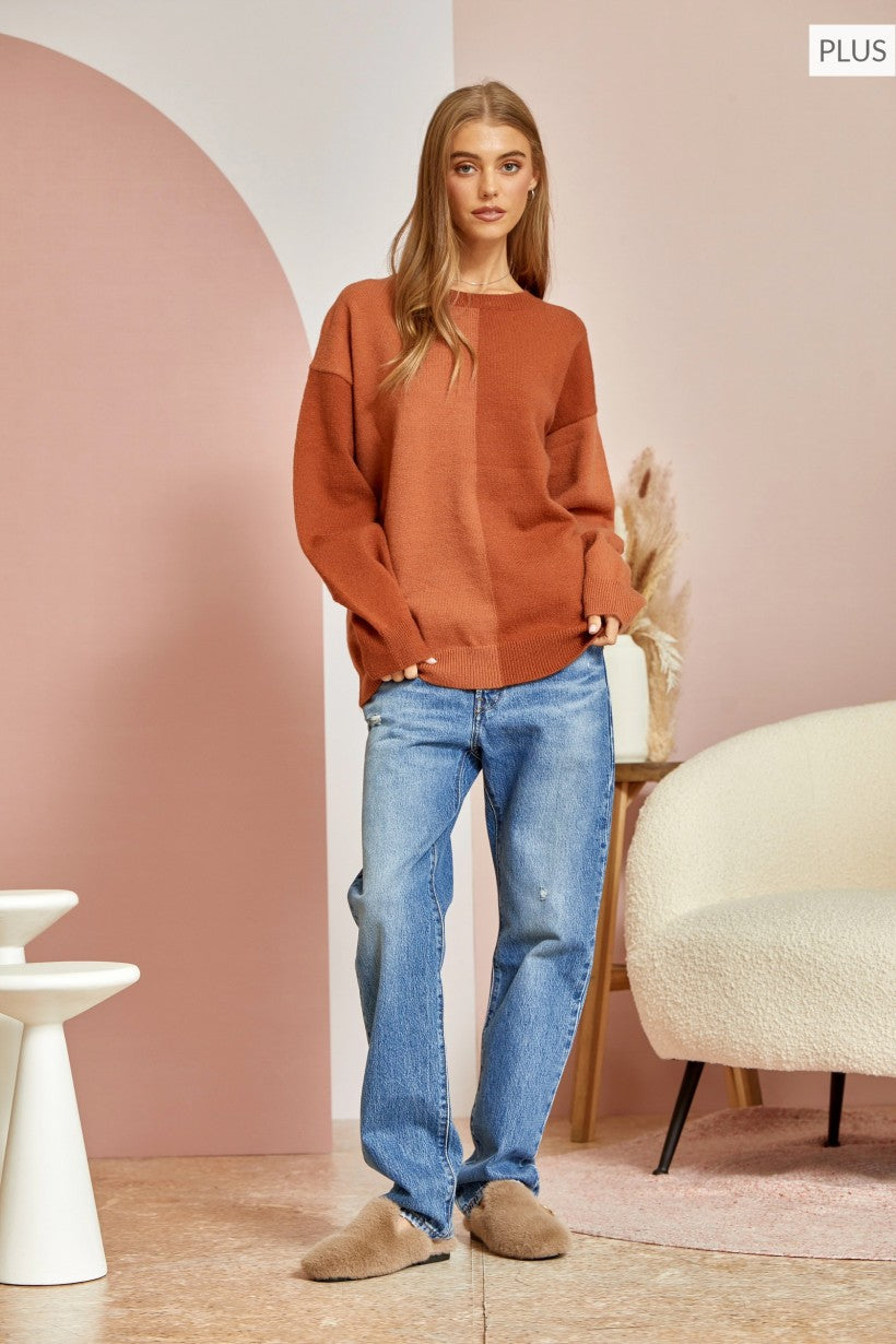 Two tone colorblock sweater - perfect for gameday