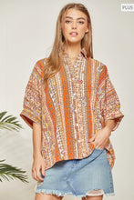 Load image into Gallery viewer, Striped top featuring floral print all over.
