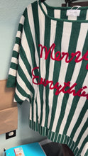 Load and play video in Gallery viewer, Christmas Lettering Striped Dolman Sleeve Sweater
