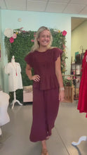 Load and play video in Gallery viewer, Linen Blend Smocked Peplum Top
