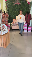 Load and play video in Gallery viewer, Texas Embroidery Round Neck Sweater
