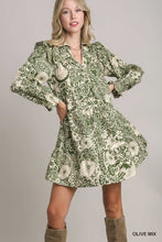 Load image into Gallery viewer, Mixed Print Flutter Ruffle Long Sleeve Dress
