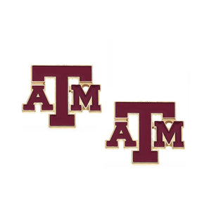 TEXAS A&M AGGIES LOGO STUD EARRINGS IN MAROON