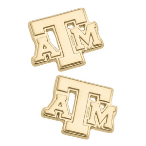 TEXAS A&M AGGIES 24K GOLD PLATED STUD EARRINGS