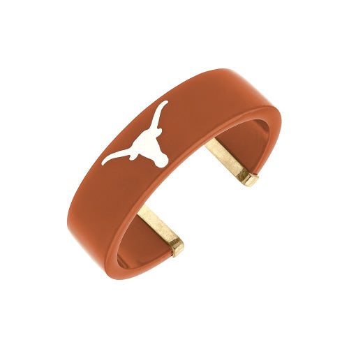 TEXAS LONGHORNS RESIN LOGO CUFF BRACELET IN BURNT ORANGE