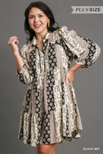 Load image into Gallery viewer, Mixed Print Puff Sleeve Tiered Dress
